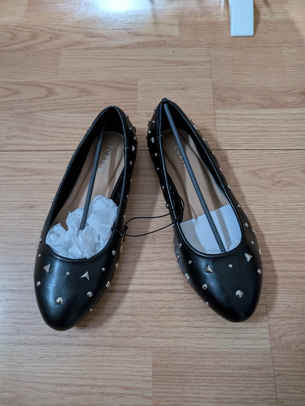 Studded Black Women's Leather Ballet Flats